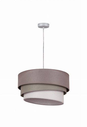 Lampa wisząca MONOCOLOR TRIO ma trójpoziomowy abażur z bawełny w odcieniach popielu, szałwii i szarości. Sprawdzi się nad stołem w jadalni lub w salonie. Wysokość abażuru 45 cm, wysokość całkowita maks. 120 cm, źródło światła 1 × E27.