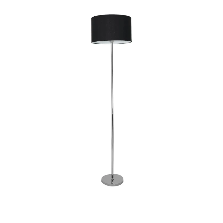 Lampa stojąca CASINO ML6382 doświetli kącik wypoczynkowy lub sypialnię. Czarny abażur o szerokości 50 cm kontrastuje z chromowaną podstawą. Wysokość lampy: 155 cm; gwint: E27.