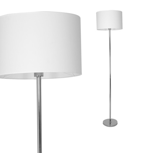 Lampa podłogowa CASINO Milagro ML6376 łączy chromowaną podstawę z białym abażurem. Ma 155 cm wysokości i oprawkę E27. Sprawdzi się jako dodatkowe oświetlenie obok sofy lub fotela.