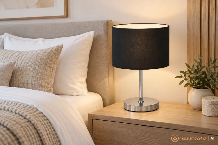 CASINO BLACK ML6381 to lampa stołowa z czarnym abażurem i chromowaną podstawą. Ma oprawkę na jedną żarówkę E27 o mocy do 60 W. Żarówka nie jest dołączona do zestawu.