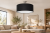 Lampa sufitowa CASINO BLACK Milagro ML6379 ma czarny abażur z tkaniny o szerokości 50 cm. Krótkie chromowane mocowanie łączy ją z sufitem. Źródło światła: 1 × E27, maks. 60 W.