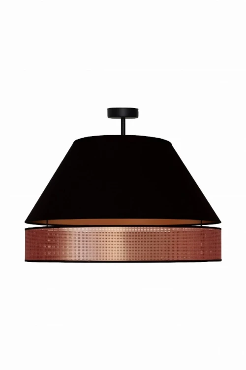 Duolla COPPER 604338 – designerska lampa 60 cm w kolorze miedzianym i czarnym. Abażur z organzy pięknie rozprasza światło. 1xE27 LED, 230V, IP20.
