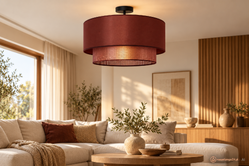 COPPER Duolla 604352 to lampa sufitowa z miedzianym abażurem z organzy i czarną konstrukcją. Jej warstwowa forma przyciąga wzrok i pasuje do wnętrz nowoczesnych oraz loftowych. Źródło światła: 1×E27.