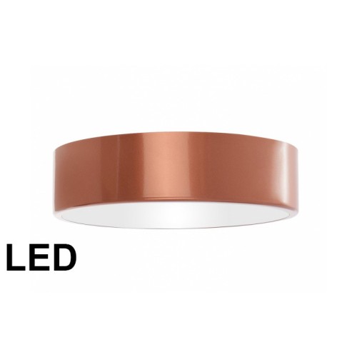 Miedziany plafon CLEO LED Ø30 cm marki Temar ma moc 24W i emituje 2750 lm neutralnego światła 4000K. Przylega do sufitu, dlatego sprawdzi się w sypialni, salonie i przedpokoju.