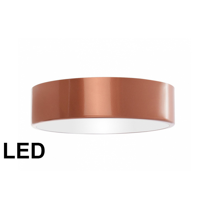 Miedziany plafon CLEO LED Ø30 cm marki Temar ma moc 24W i emituje 2750 lm neutralnego światła 4000K. Przylega do sufitu, dlatego sprawdzi się w sypialni, salonie i przedpokoju.