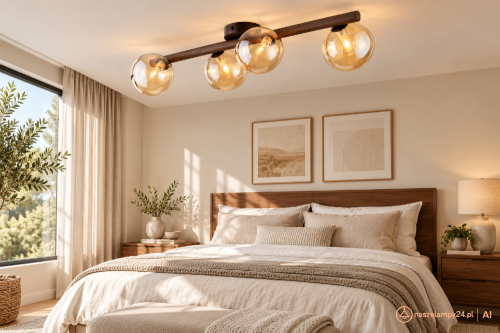 ESTERA WOOD 11094 to lampa sufitowa 4×G9 LED do wnętrz nowoczesnych i skandynawskich. Połączenie drewna w kolorze orzecha z bursztynowym szkłem nadaje pomieszczeniu przytulny wygląd. Żarówki są sprzedawane osobno.