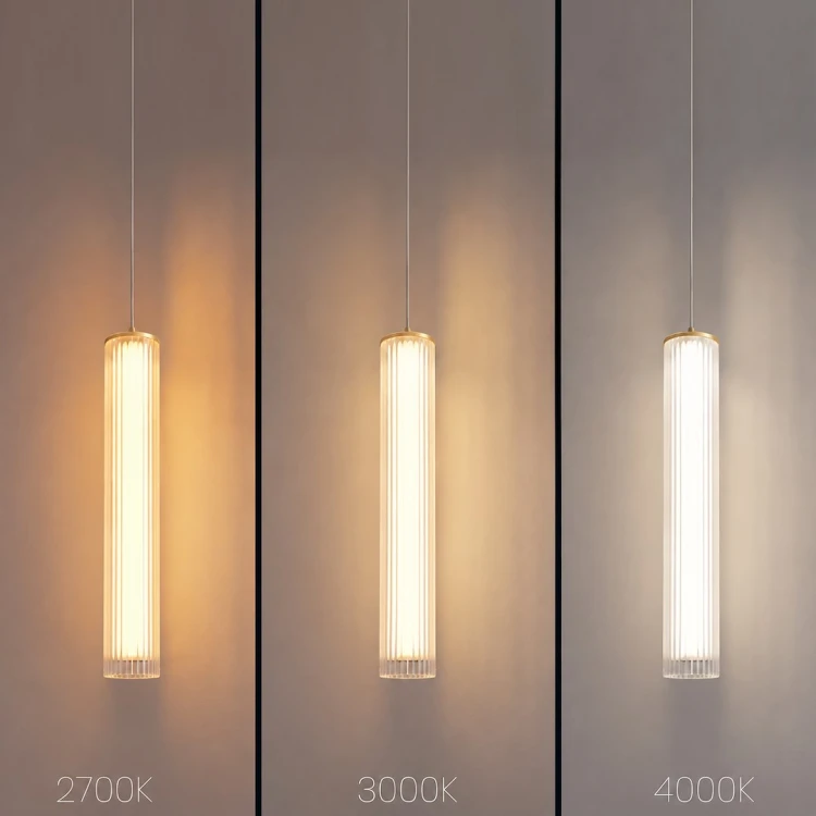 TRIVIA ML2729 w szczotkowanym złocie podkreśli wystrój łazienki i sypialni. LED 10 W, CCT 2700/3000/4000 K, IP44. Metal i akryl, klosz Ø6 cm o wysokości 30 cm. Regulacja 40–120 cm. Bez osobnej żarówki i ściemniania.