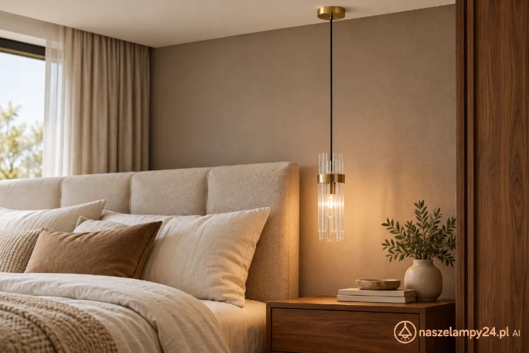 Złota lampa sufitowa TARASO 1xE14 zachwyca minimalistyczną formą. Szklany klosz o średnicy 8 cm i wysokości 25 cm w połączeniu z regulowanym zawieszeniem do 120 cm pozwala dopasować oświetlenie do nowoczesnych wnętrz.