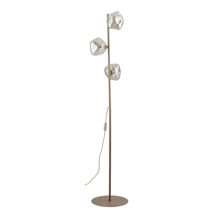 Lampa podłogowa LAVA Sabia 16153 TK-Lighting: beżowy stelaż i 3 koniakowe klosze ze szkła. Do salonu i sypialni, obok sofy lub fotela. Wysokość 151 cm, 3xG9 LED max 8 W na żarówkę. Sprawdź na naszelampy24.pl. AI