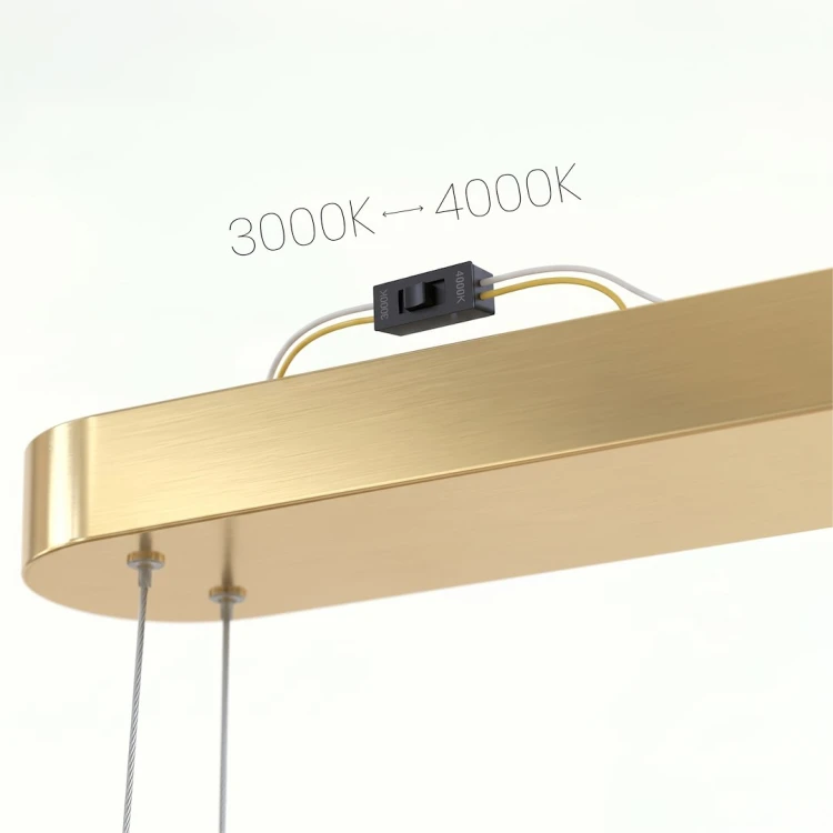 Owalna lampa wisząca SATURNO ML2958 Milagro łączy złote wykończenie z LED 30 W i CCT 3000/4000 K. Do wnętrz nowoczesnych i glamour. 1500 lm, szerokość 100 cm, głębokość 20 cm. Regulowane zawieszenie 30–120 cm.