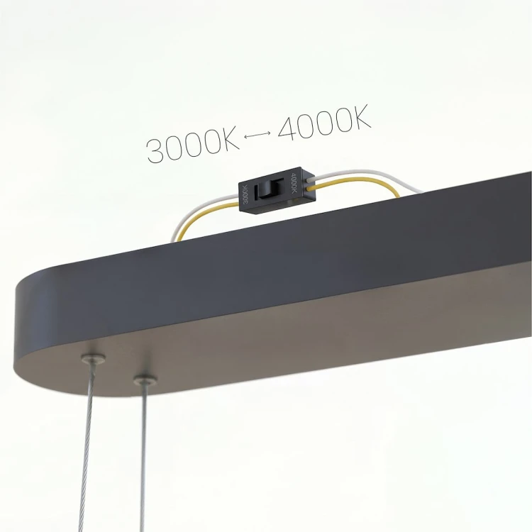 Owalna lampa wisząca SATURNO ML2957 Milagro łączy czarną kolorystykę z LED 30 W i CCT 3000/4000 K. Do wnętrz nowoczesnych i loftowych. 1500 lm, szerokość 100 cm, głębokość 20 cm. Zawieszenie 30–120 cm, IP20.