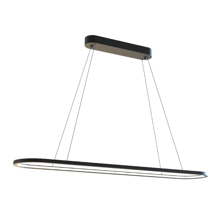 Czarna lampa wisząca SATURNO Milagro ML2957 nad stół, wyspę lub barek. Owal 100×20 cm, LED 30 W, 1500 lm i CCT 3000/4000 K. Regulowana wysokość 30–120 cm. IP20, bez ściemniania.