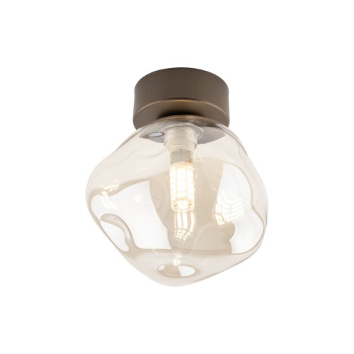 Plafon LAVA Brown TK-Lighting 11034 z brązową oprawą i koniakowym szklanym kloszem. Kompaktowa lampa sufitowa do korytarza, sypialni i salonu. Wymiary 15×15×17 cm, 1×G9 LED maks. 10 W, IP20. Żarówka do kupienia osobno.