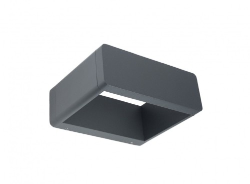 Kinkiet zewnętrzny FORM B FLS-K100 LED 9W w kolorze antracyt RAL7016. Neutralne światło 4000K, strumień 386 lm i szczelność IP65. Aluminiowa oprawa tworzy dekoracyjny efekt światła i cieni na elewacji domu.