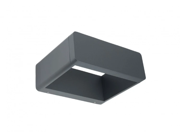 Kinkiet zewnętrzny FORM B FLS-K100 LED 9W w kolorze antracyt RAL7016. Neutralne światło 4000K, strumień 386 lm i szczelność IP65. Aluminiowa oprawa tworzy dekoracyjny efekt światła i cieni na elewacji domu.