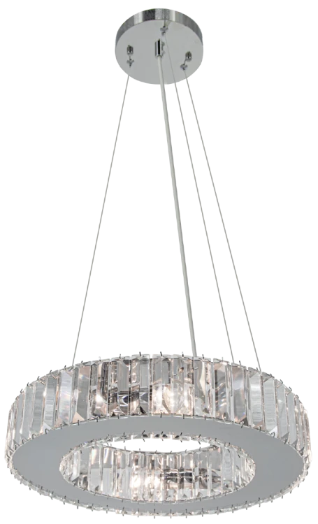 Żyrandol kryształowy WINDSOR Elem 6350/4 8C to elegancka lampa wisząca do salonu i jadalni. Chromowana oprawa i kryształy tworzą dekoracyjne refleksy. Szerokość 40 cm, wysokość całkowita 100 cm, 4×E14. Idealny do wnętrz glamour.