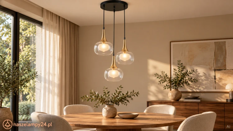 KONILA Italux to lampa sufitowa 3×G9 w kolorze mosiądzu i czerni. Kaskadowo zawieszone, podwójne klosze mają przezroczystą warstwę zewnętrzną i białe wnętrze. Model do salonu, jadalni i sypialni. Średnica 36 cm, wysokość całkowita 120 cm.