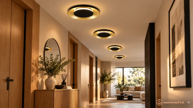 Czarno-złoty plafon i kinkiet PIATTINO ML2940 to dekoracyjne oświetlenie salonu, sypialni i przedpokoju. LED 15W, trzy barwy światła: 3000K, 4000K i 6000K. Płaska oprawa o średnicy 25 cm i wysokości 4 cm. Montaż ścienny lub sufitowy.