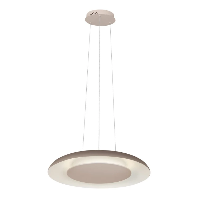 Lampa wisząca PIATTINO Milagro ML2967 w beżowym kolorze taupe to oświetlenie nad stół lub wyspę kuchenną. LED 30W, wybór barwy CCT 3000/4000/6000K, średnica 40 cm i regulacja wysokości 30–130 cm. IP20, bez ściemniania.