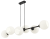 Czarna lampa wisząca LINEAR 6xE27 Elem 3035/6 BL z białymi szklanymi kloszami. Idealna nad długi stół, wyspę kuchenną lub barek. Szerokość 105 cm, regulowana wysokość 15–115 cm. Oświetlenie do nowoczesnej jadalni.