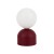 Lampka nocna MIKI TK-Lighting 16216 łączy burgundową podstawę z białym, szklanym kloszem w kształcie kuli. Wymiary 12 × 12 × 21 cm pasują na mały stolik nocny. Oprawka G9, maks. 8 W LED, włącznik zasilania.