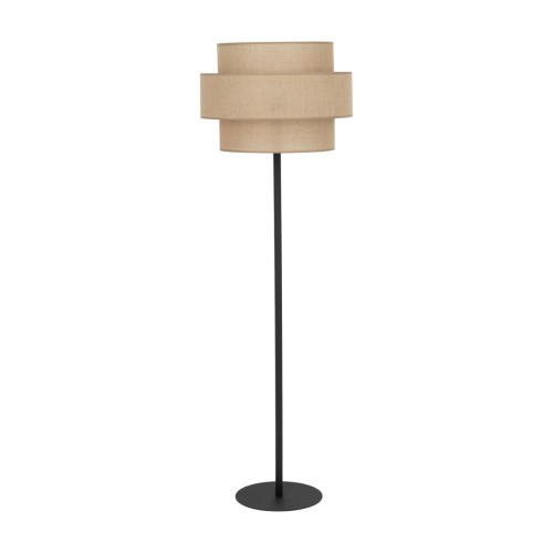 Lampa podłogowa CALISTO TK-Lighting 5405 łączy jutowy abażur z czarnym stelażem. Pasuje do salonu boho i rustykalnej sypialni. Wysokość 155 cm, szerokość 50 cm. Oprawka E27, maks. 15 W LED. Żarówka poza zestawem.