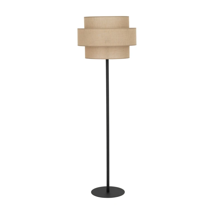 Lampa podłogowa CALISTO TK-Lighting 5405 łączy jutowy abażur z czarnym stelażem. Pasuje do salonu boho i rustykalnej sypialni. Wysokość 155 cm, szerokość 50 cm. Oprawka E27, maks. 15 W LED. Żarówka poza zestawem.