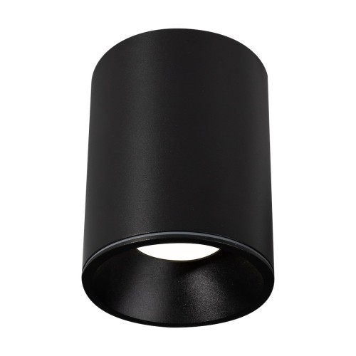 Czarna tuba sufitowa Milagro ML2987 GU10 IP44 do nowoczesnej łazienki. Aluminiowa oprawa ze szkłem, średnica 9 cm i wysokość 11,5 cm. Na wymienną żarówkę LED GU10 max 10 W, sprzedawaną osobno.