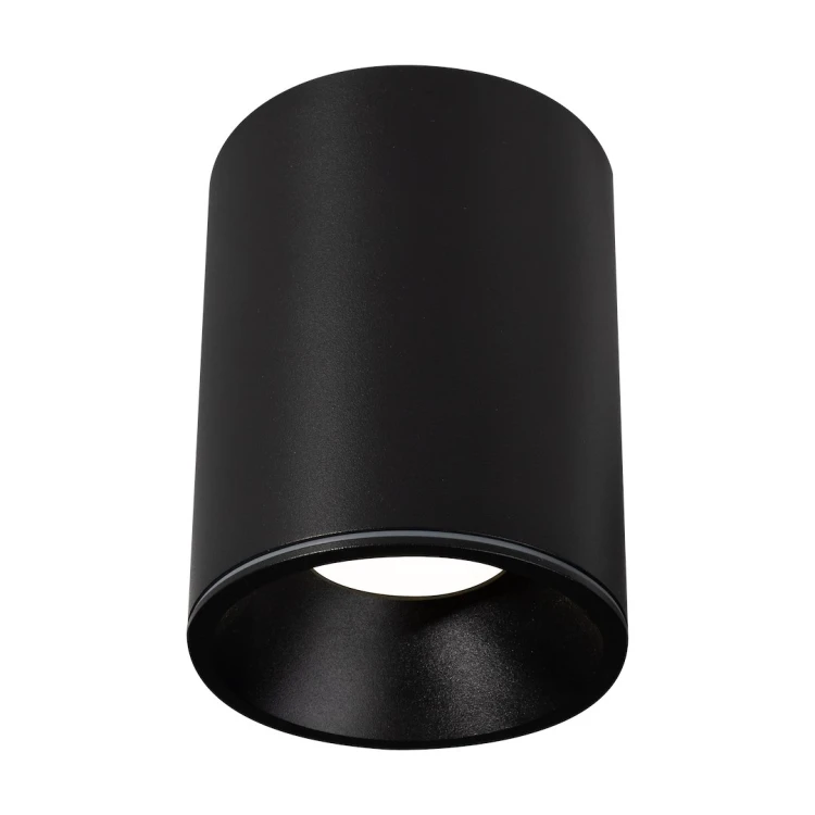 Czarna tuba sufitowa Milagro ML2987 GU10 IP44 do nowoczesnej łazienki. Aluminiowa oprawa ze szkłem, średnica 9 cm i wysokość 11,5 cm. Na wymienną żarówkę LED GU10 max 10 W, sprzedawaną osobno.