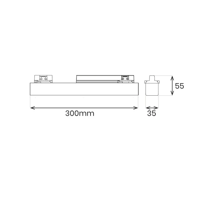 RULER Track Light 1F to czarna lampa szynowa LED 9W o długości 30 cm. Oferuje 990 lm, szeroki kąt 220° i wybór barwy 3000K, 4000K lub 6500K. Prosta forma pasuje do salonu, kuchni, biura i przestrzeni handlowych.