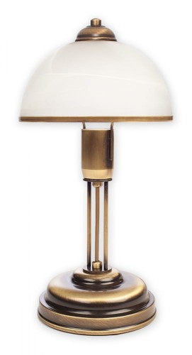Lampa stołowa SATO O2088 L1 PAT marki Lemir to eleganckie połączenie patynowego wykończenia i białego klosza alabastrowego. Idealna do sypialni, salonu lub gabinetu. Klasyczny design, oprawa E27 i wygodny włącznik na przewodzie.