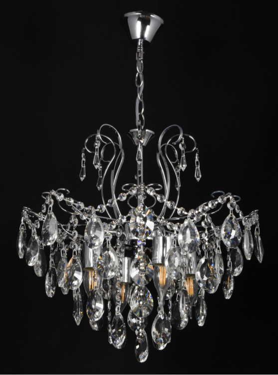 Żyrandol sufitowy ADORA 4x60W chrom, ozdobna lampa kryształowa Venti, pięknie rozprasza światło, nadając wnętrzu elegancji