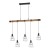 Lampa wisząca PONTE Italux PND-4290-5-L łączy czarny metal z naturalnym drewnem. Pięć klatkowych kloszy E27 tworzy układ 3 + 2. Podłużna oprawa o długości 100 cm sprawdzi się nad stołem, wyspą kuchenną lub barkiem.