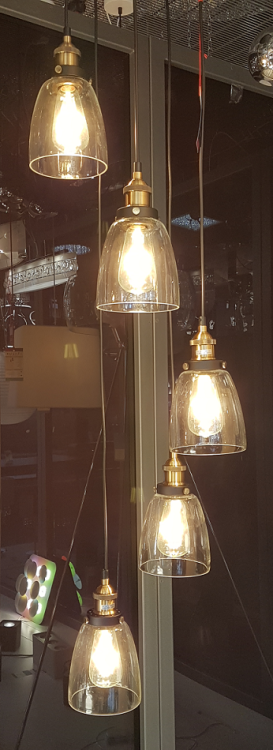 Lampa wisząca nad stół FRANCIS Italux czarna złota ze szklanymi kloszami do antresoli, nad schody