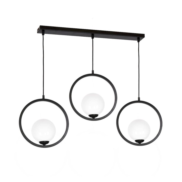 Lampa wisząca BOSTON ML5594 marki Milagro zachwyca nowoczesnym designem i eleganckim połączeniem czarnej konstrukcji z białymi kulistymi kloszami. Doskonale sprawdzi się nad stołem, wyspą kuchenną oraz w nowoczesnym salonie