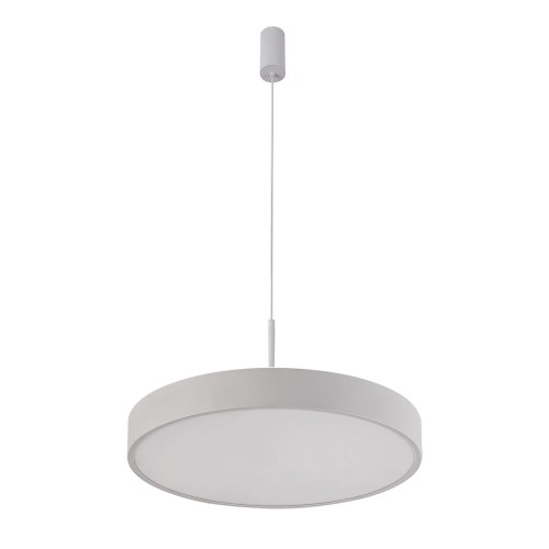Lampa sufitowa ORBITAL Italux 30W LED w białym kolorze zapewnia 1800 lm i ciepłe światło 3000K. Klosz Ø40 cm oraz regulowana wysokość do 120 cm sprawiają, że doskonale prezentuje się nad stołem, wyspą lub barkiem.