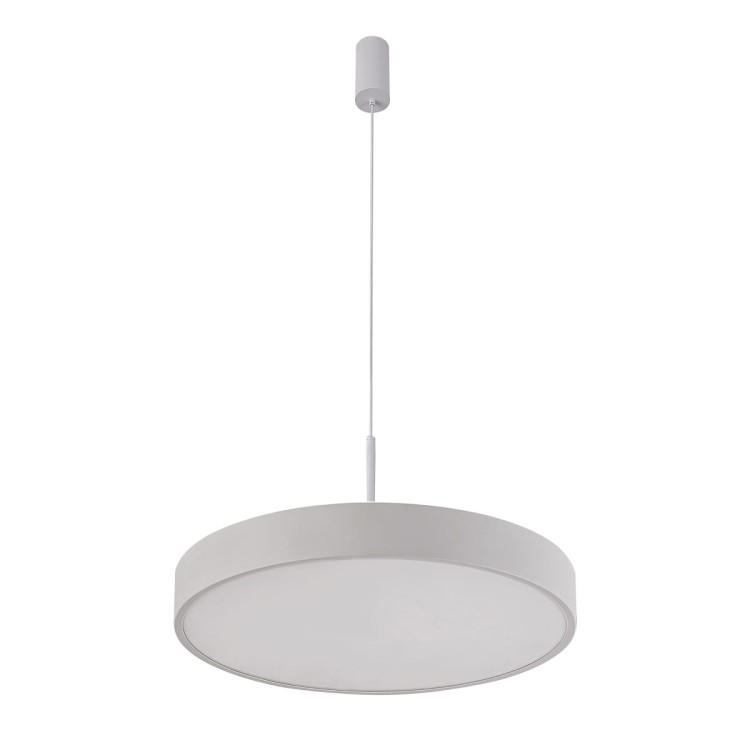 Lampa sufitowa ORBITAL Italux 30W LED w białym kolorze zapewnia 1800 lm i ciepłe światło 3000K. Klosz Ø40 cm oraz regulowana wysokość do 120 cm sprawiają, że doskonale prezentuje się nad stołem, wyspą lub barkiem.