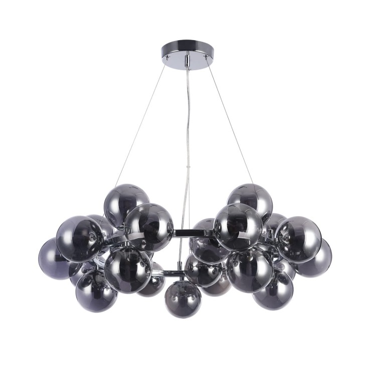 Lampa wisząca Cabella Italux PND-5252-25-CH+SMK zachwyca nowoczesnym designem i 25 dymionymi kloszami. Chromowana konstrukcja oraz efektowna forma sprawiają, że model idealnie pasuje do salonu, jadalni i wnętrz glamour.