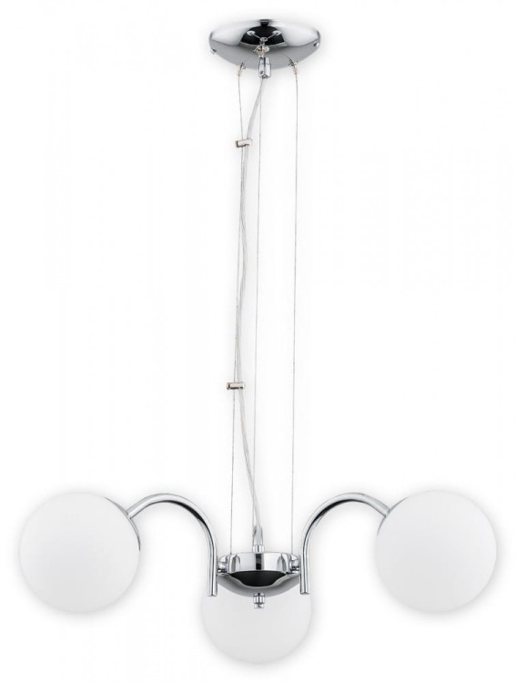 Żyrandol NOL 3xE14 chrom to elegancka lampa wisząca z trzema matowymi kulami ze szkła. Chromowana konstrukcja nadaje wnętrzu nowoczesny charakter, a regulowana wysokość pozwala idealnie dopasować lampę do salonu lub jadalni.