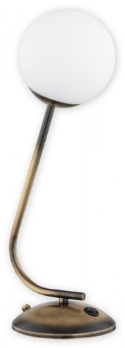 Lampka nocna NOL O2908 L1 PAT marki Lemir zachwyca eleganckim wykończeniem w kolorze patyny oraz kulistym kloszem z białego matowego szkła. Doskonale sprawdzi się w sypialni, salonie i gabinecie, tworząc przytulny klimat każdego wieczoru.