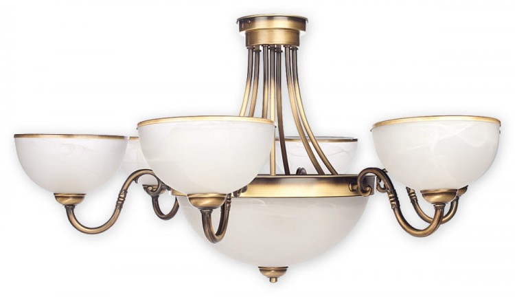 Żyrandol klasyczny SATO PLUS 8xE27 Lemir w kolorze patyny to elegancka lampa sufitowa o średnicy 89 cm. Klosze z białego alabastrowego szkła pięknie rozpraszają światło, idealnie pasując do salonu i jadalni.