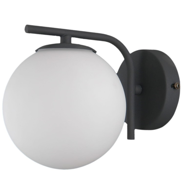 Kinkiet RADDI czarny mat, lampa ścienna z kloszem kulistym ze szkła, źródło światła 1x G9 LED 5W, producent Italux.
