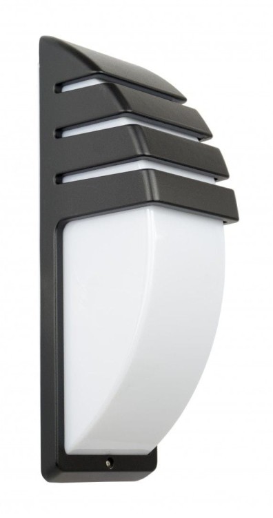Kinkiet zewnętrzny CITY SU-MA 1836 BL to czarna lampa elewacyjna z mlecznym kloszem. Aluminiowy korpus, gwint E27 max 60 W i IP54. Wysokość 35 cm. Do oświetlenia wejścia, tarasu i frontu domu.