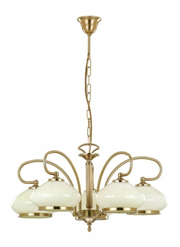Lampa sufitowa ASTORIA 5321 Alfa – klasyczne oświetlenie retro w kolorze patyny z beżowymi kloszami. 5x E27 60W, wymiary 62×60 cm. Polska produkcja, elegancja i solidne wykonanie do salonu i jadalni