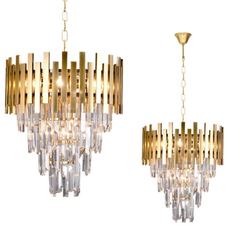 Żyrandol ASPEN Milagro ML6000 to elegancka lampa glamour w kolorze złotym z kryształkami. 9 źródeł światła zapewnia doskonałe oświetlenie salonu lub jadalni, a stylowy design podkreśla charakter wnętrza.
