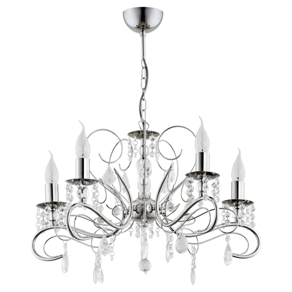 Stylowa lampa ASTOR 5-płomienna marki Alfa to połączenie połyskującego chromu i kryształków. Doskonała jako centralne oświetlenie w salonie lub jadalni. Nadaje wnętrzu szyku i elegancji.