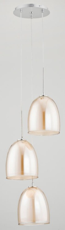Lampa wisząca RONDA 3pł Alfa 60142 szampańska to eleganckie oświetlenie z metalowo-szklanymi kloszami. Wysokość 100 cm, szerokość 34 cm. Na 3xE27 60W. Idealna nad stół, wyspę lub do salonu