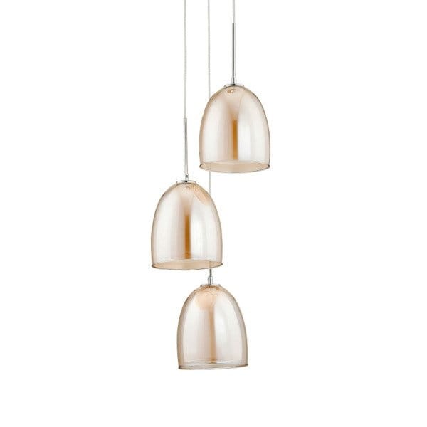 Lampa wisząca RONDA 3pł Alfa 60142 szampańska to eleganckie oświetlenie z metalowo-szklanymi kloszami. Wysokość 100 cm, szerokość 34 cm. Na 3xE27 60W. Idealna nad stół, wyspę lub do salonu