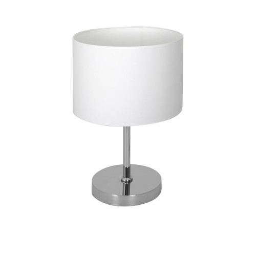 Lampka nocna CASINO WHITE Milagro ML6375 ma biały abażur z tkaniny i chromowaną podstawę. Wysokość 40 cm i szerokość 25 cm sprawiają, że pasuje na stolik przy łóżku. Źródło światła: 1 × E27.
