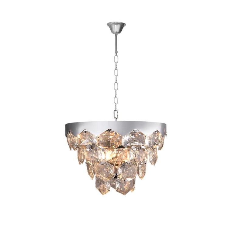 Lampa wisząca GRACE ML5993 Milagro zachwyca chromowanym wykończeniem i kaskadą kryształowych elementów. Sześć oprawek E14 oraz regulowana wysokość 50–100 cm sprawiają, że doskonale prezentuje się nad stołem, w salonie i jadalni.